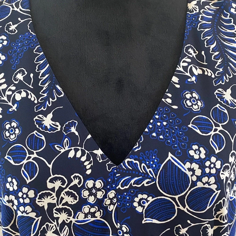 J. Crew Floral V-Neck Blue‎ Dress